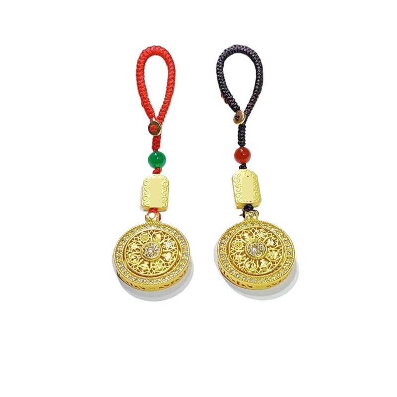 Acht Schätze Kompassanhänger, Brass Keychain, Natal Year Wanderung Lucky Peace Talisman, Autoschlüsselanhänger, Paarmodell von RYWRLQRA