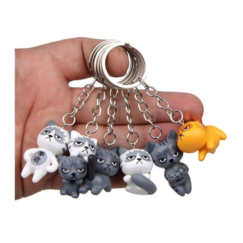 Cartoon süße wütende Katze Anhänger Figur Schlüsselanhänger Kätzchen Haustier Schlüsselanhänger Auto Tasche Schlüsselanhänger Mix 24 Stück von RYWRLQRA