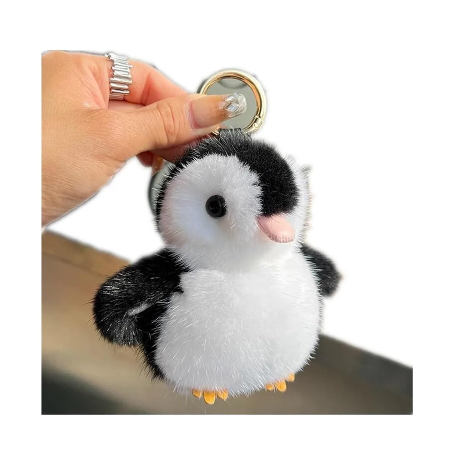 Echter Nerzfell Pinguin Schlüsselbund Animal Doll Anhänger Frauen Tasche Charme Auto Spielzeug Keyring Girl Party Geschenk(Black) von RYWRLQRA