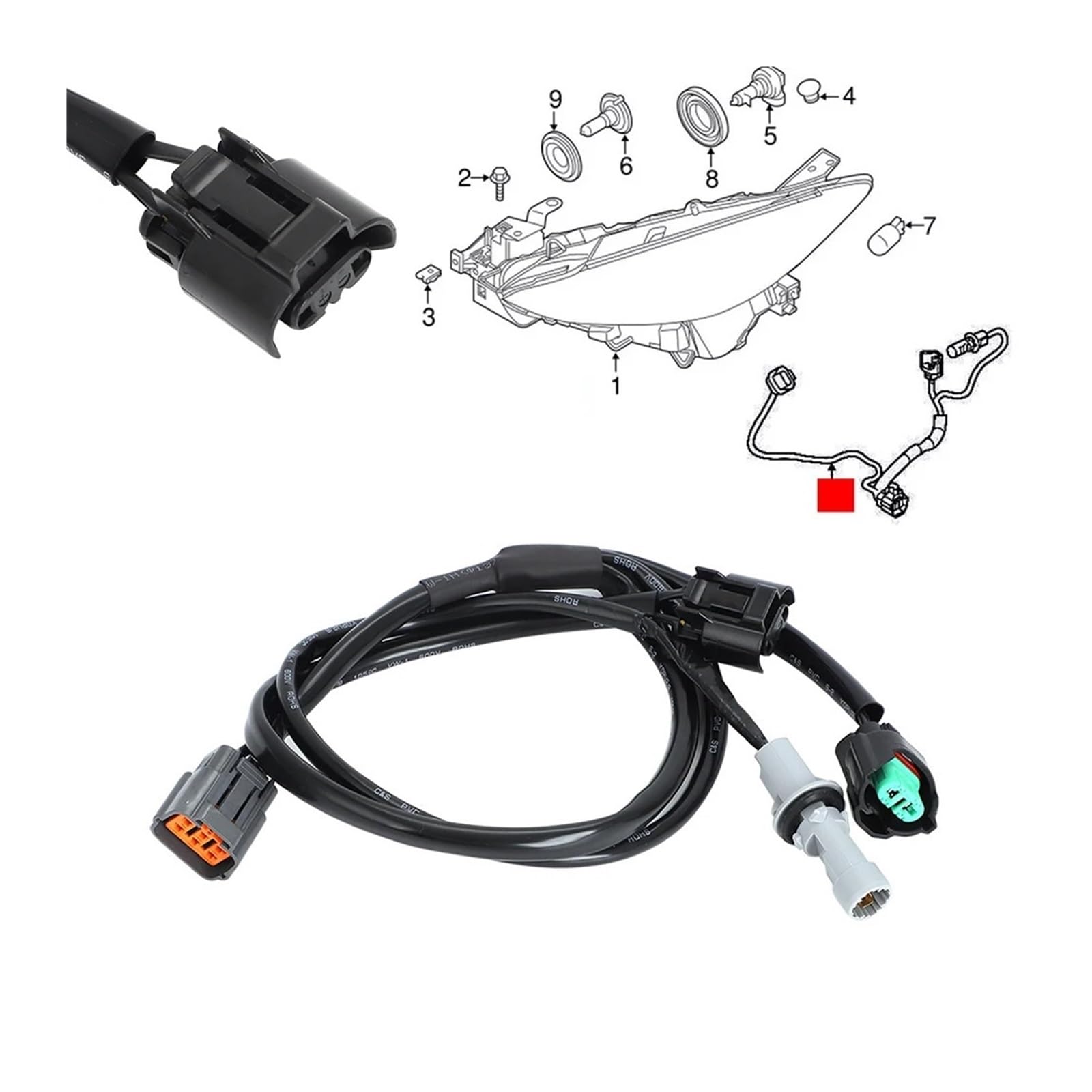 Scheinwerfer-Kabelbaum, Plug-and-Play, Kompatibel Für Mazda 3, Modell 2014–2018, BHN1-51-0K6A Scheinwerfer-Kabelbaum, Plug-and-Play, Kompatibel Für Mazda 3, Modell 2014–2018, BHN1-51-0K6A von RYWRLQRA