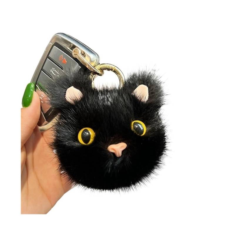 Schlüsselanhänger Mädchen Plüsch Ball Spielzeug Handtasche Charm Anhänger Frauen Auto Schlüsselanhänger Ornamente Kinder Geschenk(Black) von RYWRLQRA