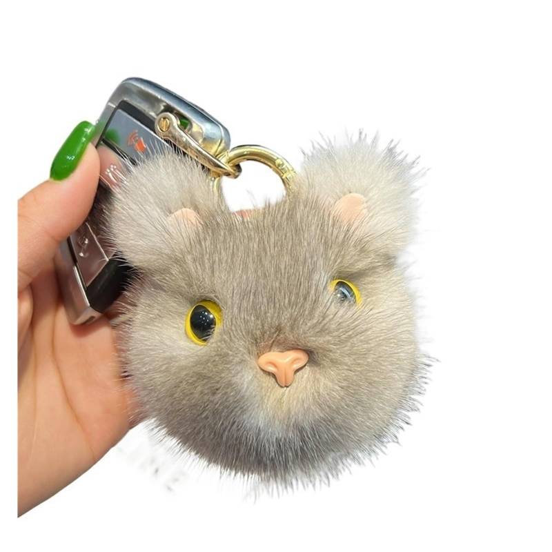 Schlüsselanhänger Mädchen Plüsch Ball Spielzeug Handtasche Charm Anhänger Frauen Auto Schlüsselanhänger Ornamente Kinder Geschenk(Gray) von RYWRLQRA