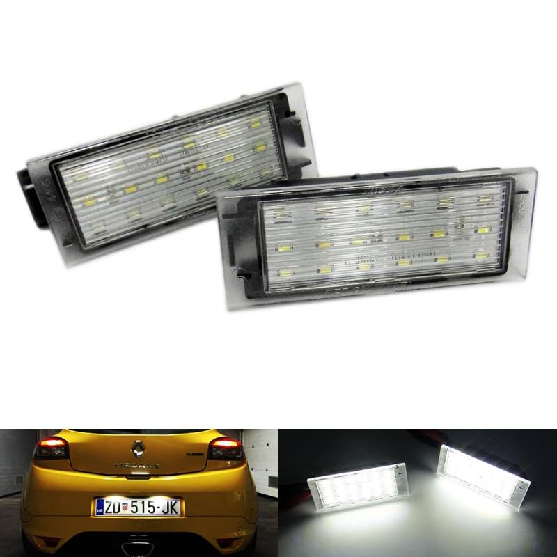 2x LED Kennzeichenbeleuchtung weiß Canbus für Clio Kadjar Kangoo Koleos Laguna Master Megane Talisman Trafic Twingo Twizy von RZG