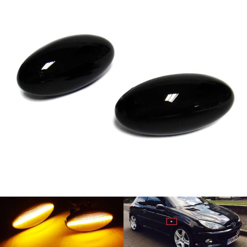 2x schwarze getönte Linse Seitenblinker Bernstein Marker Repeater Licht für Berlingo C1 C2 C3 Picasso C5 C6 Versand 107 108 206 301 407 Expert Partner von RZG