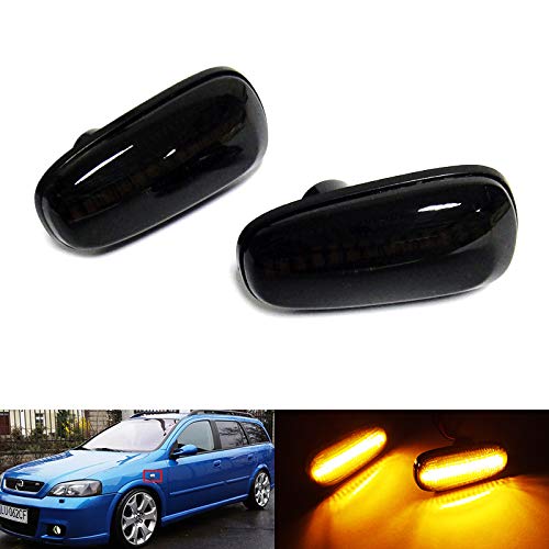 RZG 2x Seitenblinker schwarz LED Blinker für 1998-2005 Astra G MK IV Zafira A MK I Speedster von RZG