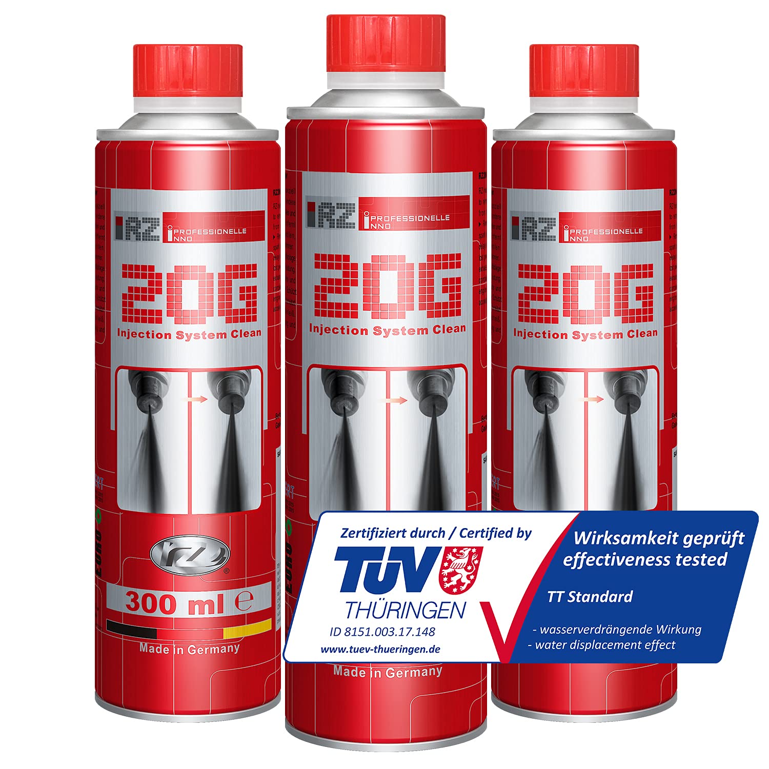 3X RZ20G Benzin System Reiniger | Einspritzsystem Reiniger | Injektor Reiniger | Einspritzdüsenreiniger | Motor Pflege | Korrosionsschutz | TÜV-Geprüft | 300 ml Dose von RZOIL