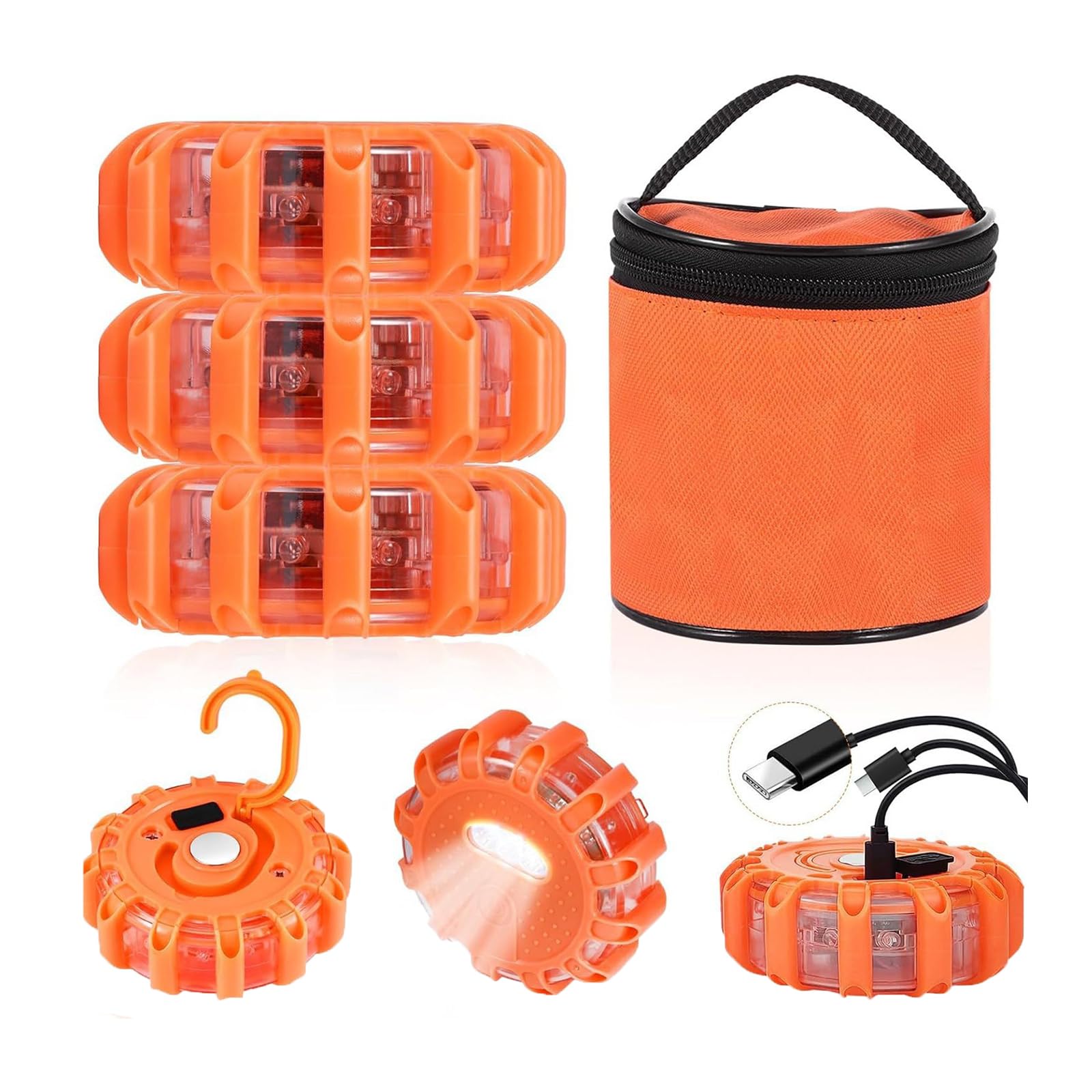RZXBB 3 Stück Warnleuchte Wiederaufladbar, Rundumleuchte Led Wasserdichte Warnleuchten mit Tasche und 3-In-1-Ladekabel, Warnblinkleuchte mit 9 Blinkmodi, LED Warnlicht für Auto Boot Schiff RZXBB 3 Stück Warnleuchte Wiederaufladbar, Rundumleuchte Led Wasserdichte Warnleuchten mit Tasche und 3-In-1-Ladekabel, Warnblinkleuchte mit 9 Blinkmodi, LED Warnlicht für Auto Boot Schiff von RZXBB