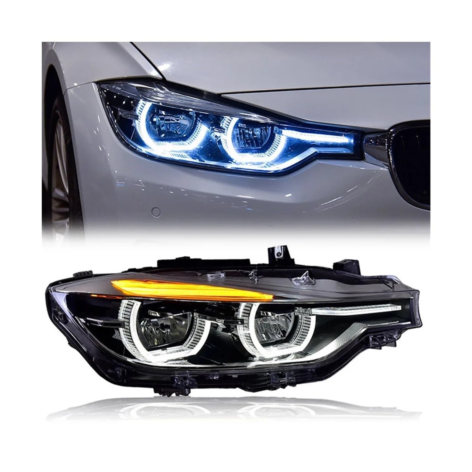 2 STK. Auto-Styling-Scheinwerfer, kompatibel for BMW 3er-Reihe, Voll-LED-Scheinwerfer 2012–2019 F30 F31, Scheinwerfer, LED-Tagfahrlicht mit dynamischem Blinker(For Original halogen) von RZYHBVHX
