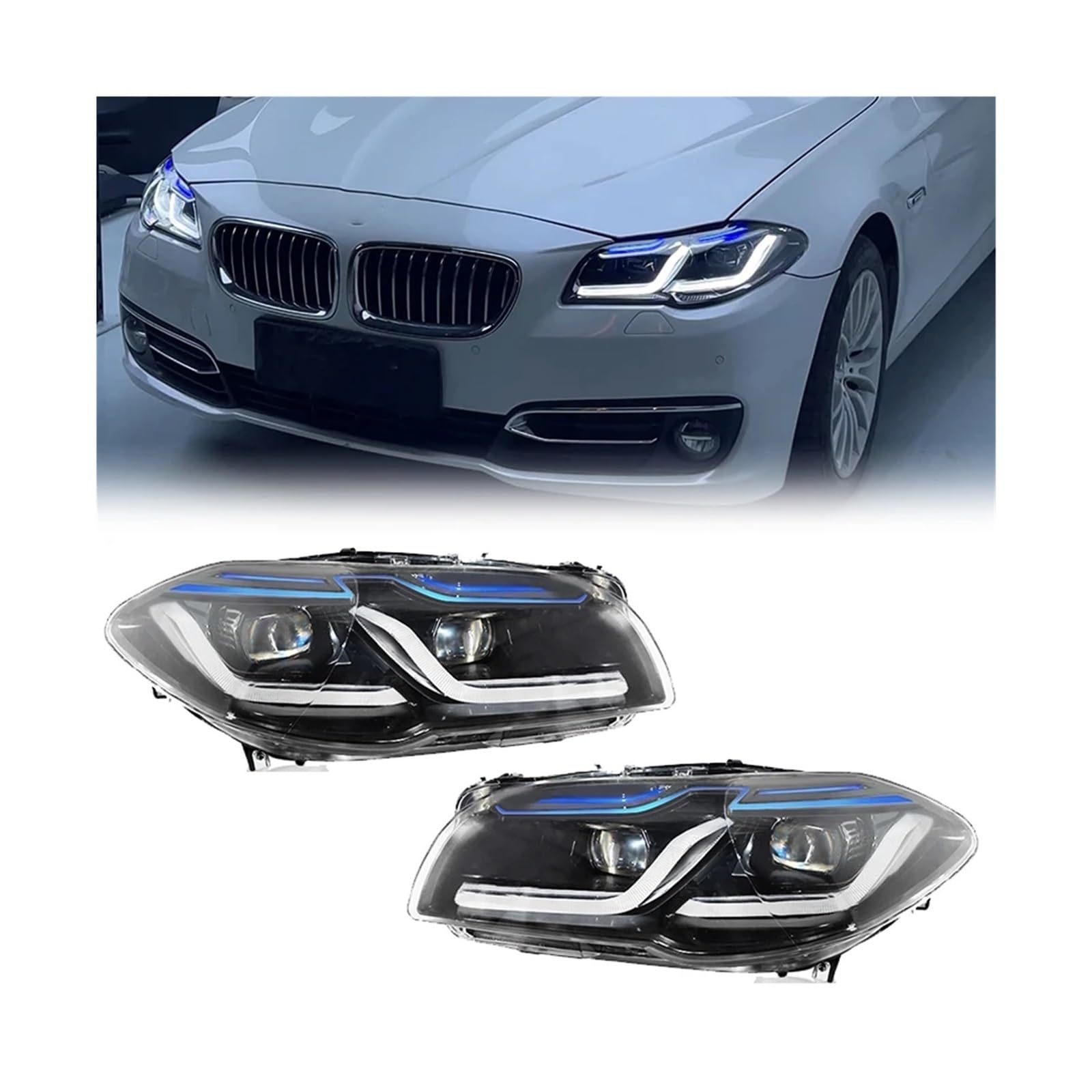 2 STÜCKE LED-Scheinwerfer Kompatibel for BMW F10 F18 2010-2017 M5 520i 520d 530i 530d LED-Leuchten Kompatibel for BMW F10 F18 Scheinwerfer Autozubehör(2011-2013 Year,Xenon) von RZYHBVHX