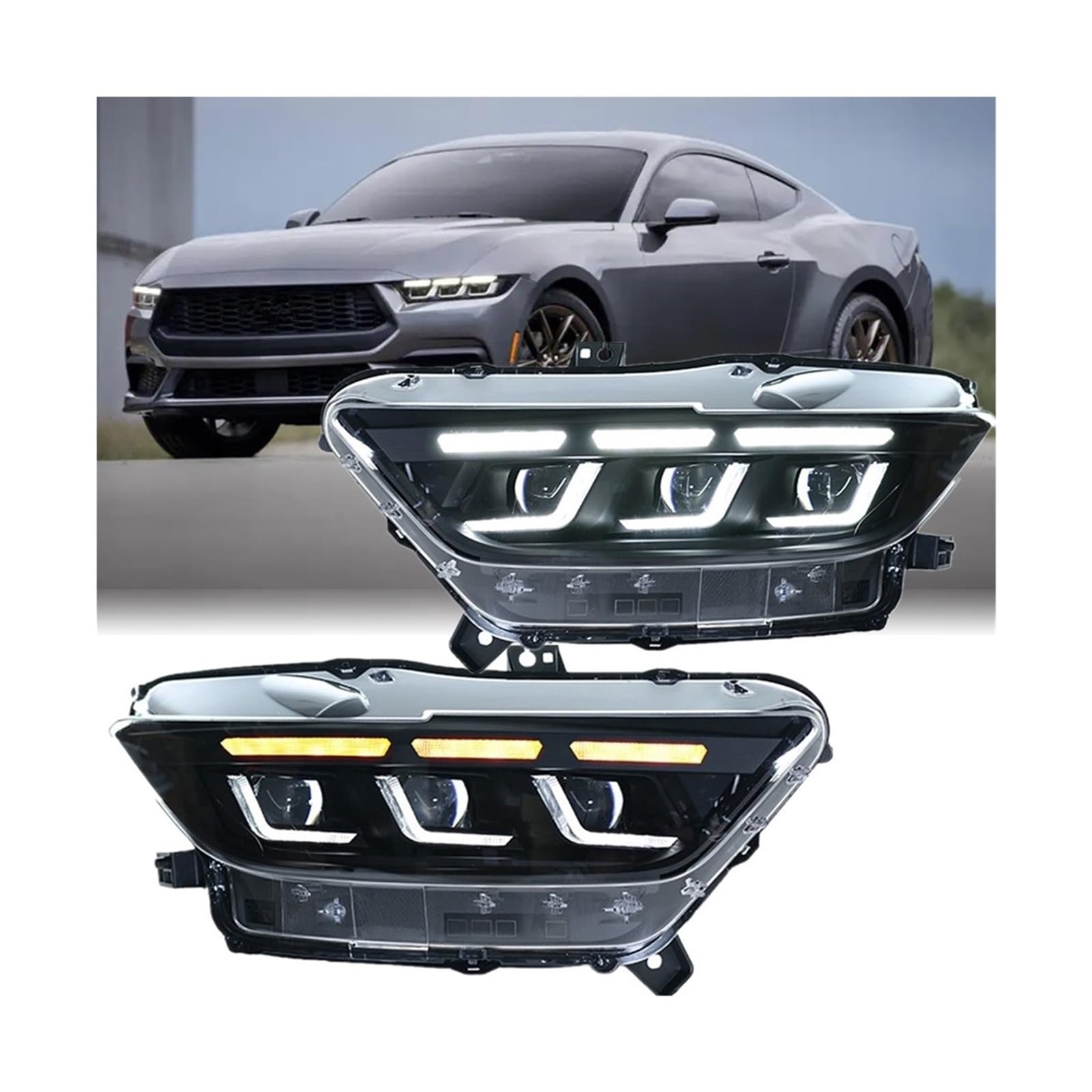 Auto-Frontleuchten Kompatibel for Ford Mustang LED-Scheinwerfer 2015-2022 Scheinwerfer DRL Lichter Montage Automotive Zubehör(For 2015-2017 Year) von RZYHBVHX
