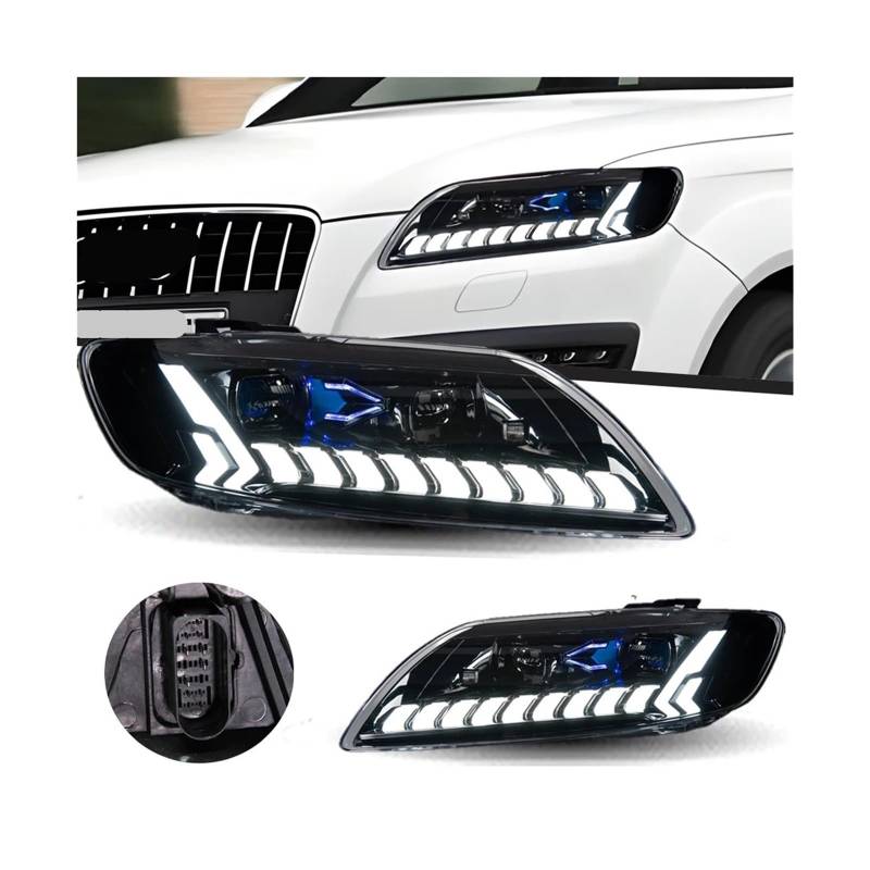 Auto-Styling-Scheinwerfer Kompatibel for Audi Q7 LED-Scheinwerfer 2006-2015 Scheinwerfer DRL Signalprojektorlinse Autozubehör(2010-2015 No AFS) von RZYHBVHX