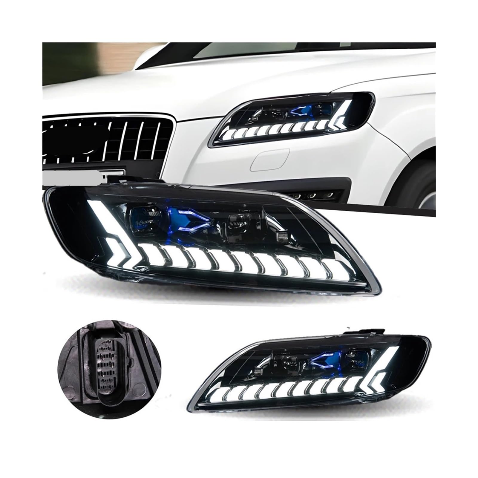 Auto-Styling-Scheinwerfer Kompatibel for Audi Q7 LED-Scheinwerfer 2006-2015 Scheinwerfer DRL Signalprojektorlinse Autozubehör(2010-2016 AFS) von RZYHBVHX