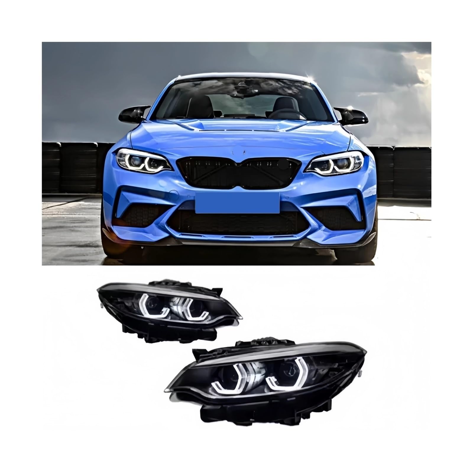 Autoscheinwerfer Kompatibel for BMW 2 Serie F22 F23 218 220 M2 High Profile Voll-LED-Scheinwerfer-Baugruppe(Left steering wheel,Halogen) von RZYHBVHX