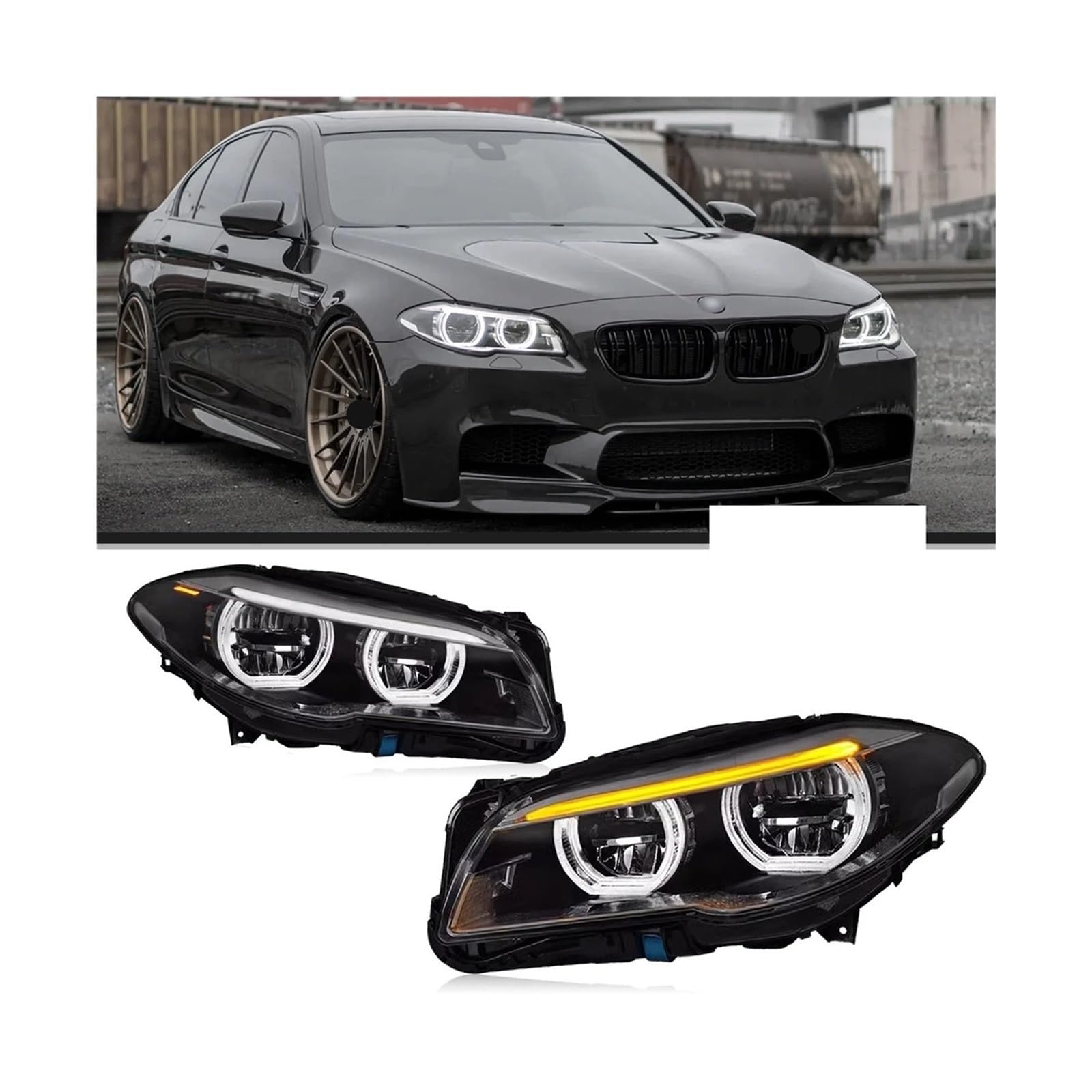 Autoscheinwerfer Kompatibel for BMW 5 Series F10 2010-2016 LED-Autolampen Tagfahrlicht Dynamische Blinker Autozubehör(For 2010-2013 w AFS) von RZYHBVHX
