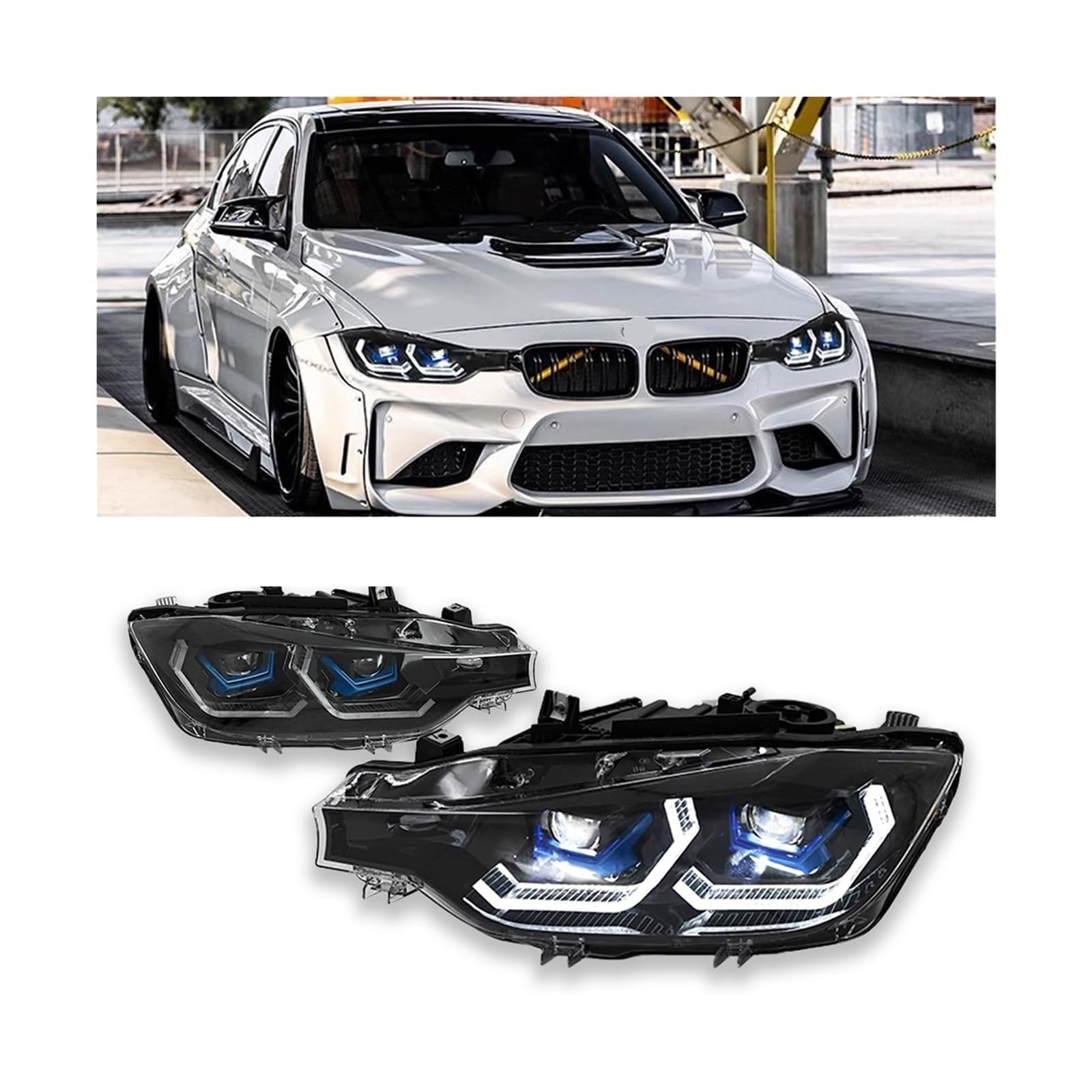 Scheinwerferbaugruppe Kompatibel for BMW 3er-Serie 2015-2018 F30 Scheinwerfer LED-Projektor-Scheinwerfer Tagfahrlicht Autozubehör(For original Halogen) von RZYHBVHX