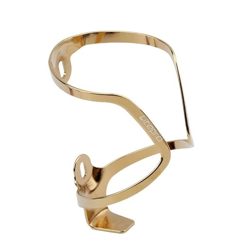 RaamKa Fahrrad Flaschenhalter Fahrrad Aluminiumlegierung Wasserflaschenhalter Galvanik Kompatibel mit ultraligem Wasserflaschenhalter unter 70 mm Fahrrad GeträNkehalter (Color : U Model Gold) von RaamKa