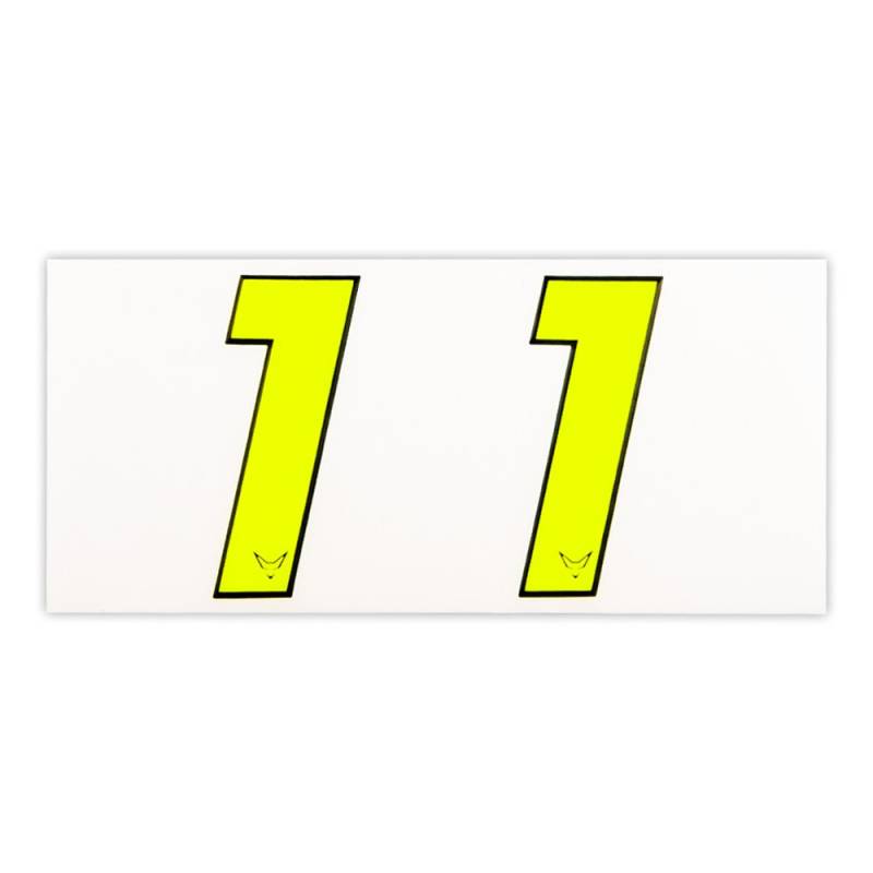 Mülltonnen Sticker, Zahlen, Nummern, Zahl, Nummer, Hausnummer, Startnummer, Aufkleber, 2er Set, neon, 1, RACEFOXX von WE ARE RACING. RACEFOXX.COM