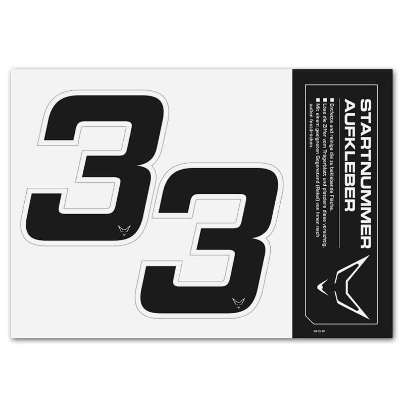 Startnummer Aufkleber 2er Set, schwarz, # 3 von WE ARE RACING. RACEFOXX.COM
