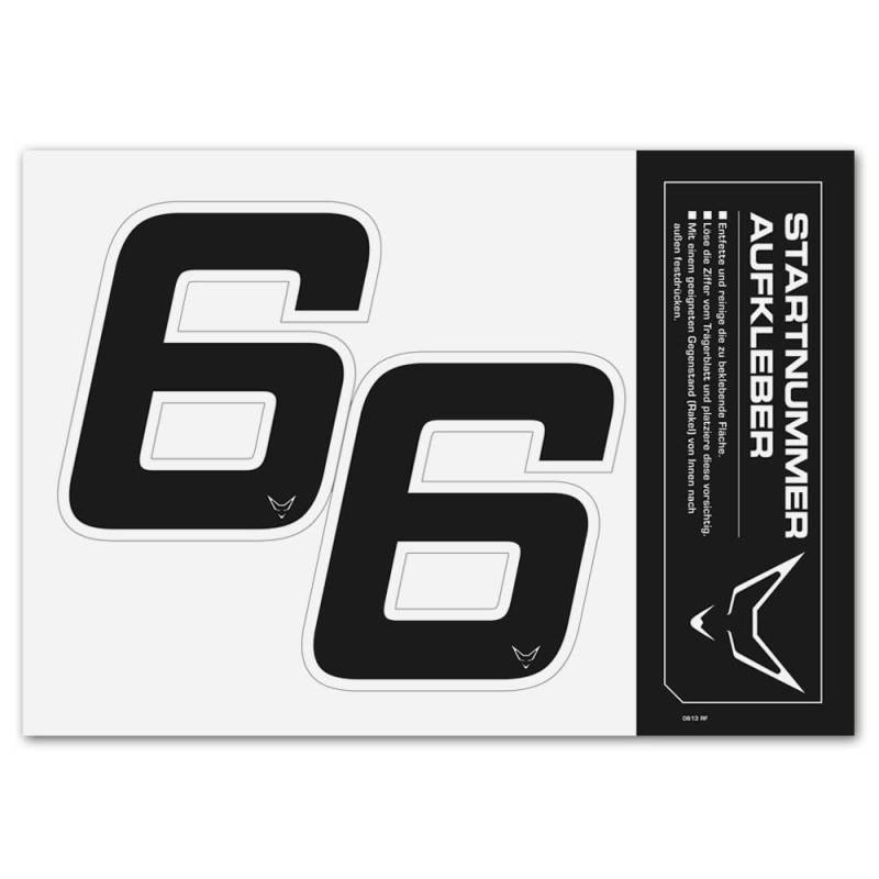 Startnummer Aufkleber 2er Set, schwarz, # 6 von WE ARE RACING. RACEFOXX.COM