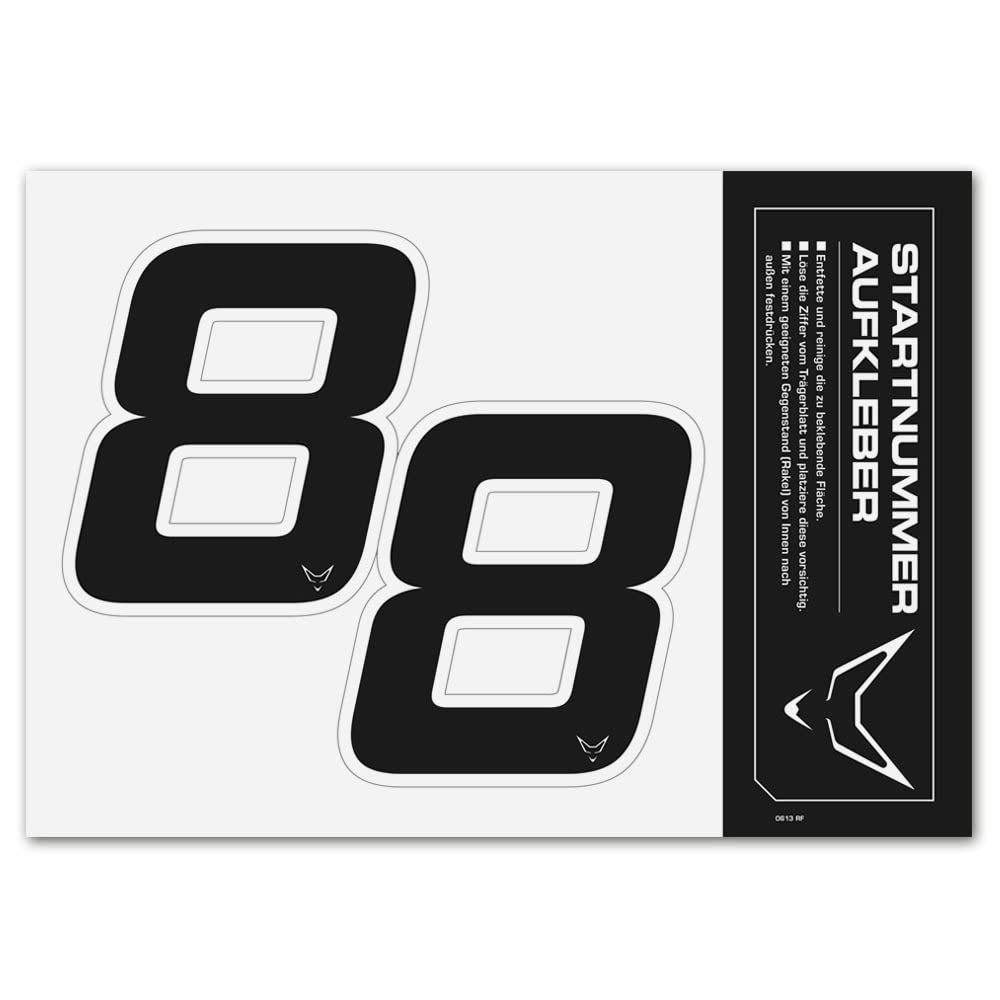 Startnummer Aufkleber 2er Set, schwarz, # 8 Startnummer Aufkleber 2er Set, schwarz, # 8 von WE ARE RACING. RACEFOXX.COM