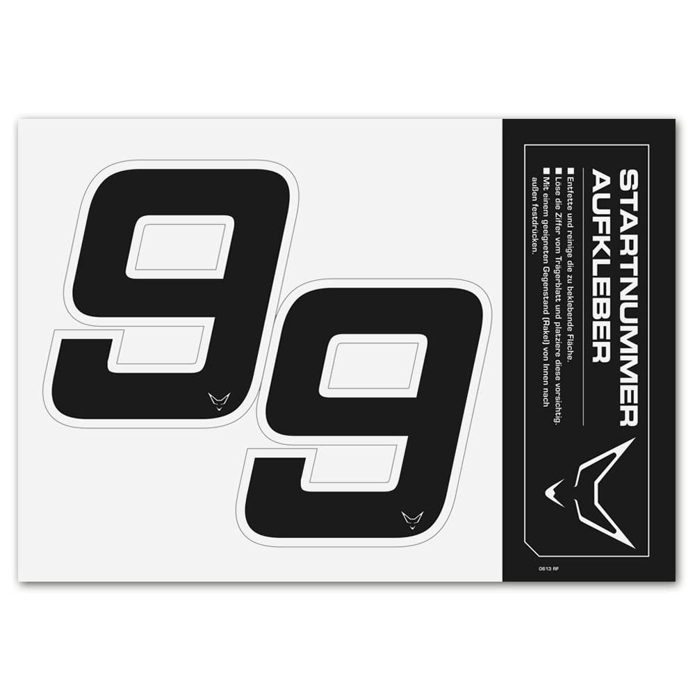 Startnummer Aufkleber 2er Set, schwarz, 9 Startnummer Aufkleber 2er Set, schwarz, 9 von WE ARE RACING. RACEFOXX.COM