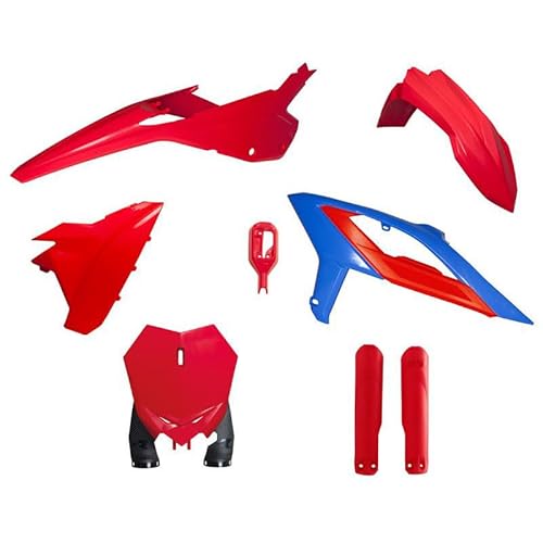 Kunststoff-Set für Motocross, 6 Stück (mit Factory-Schutzblechen und MX-Halter) RX Beta, Farbe Rot und Blau von Racetech