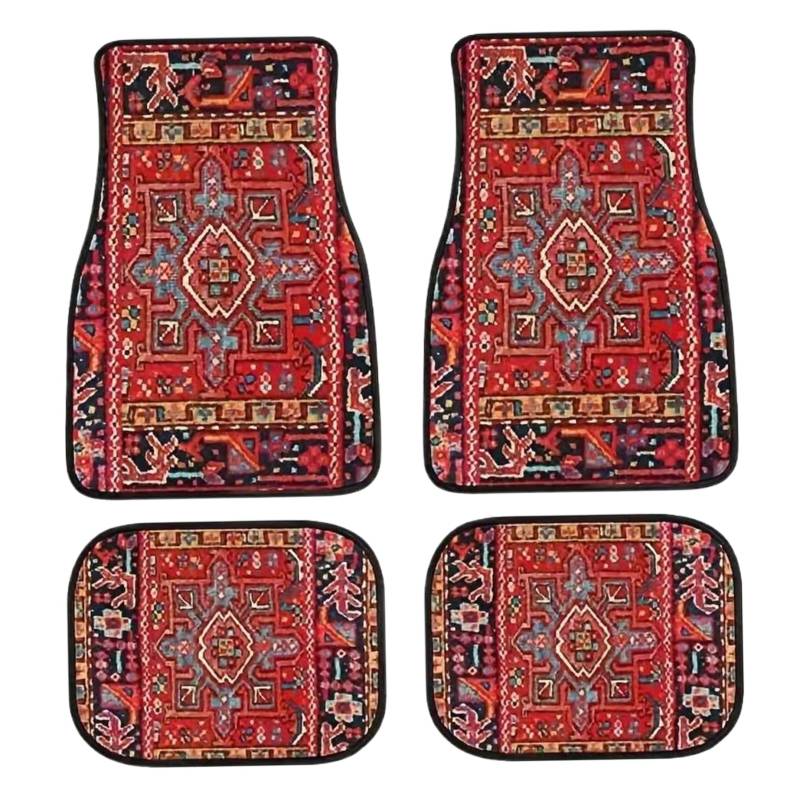 4pcs Auto Bodenmatten Bohemian Style Automatten Volles Set mit vorderen hinteren Teppichmatten Matte Nicht rutschende dekorative Automobilboden Universal Fit für SUV Truck Van von Rachlicy