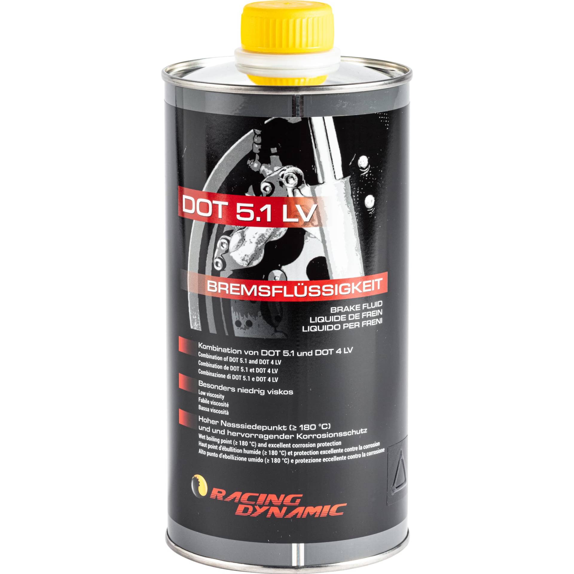 Racing Dynamic Motorrad-Bremsflüssigkeit DOT 5.1 Bremsflüssigkeit DOT 5.1 LV Glykol 1000ml, Unisex, Multipurpose, Ganzjährig von Racing Dynamic