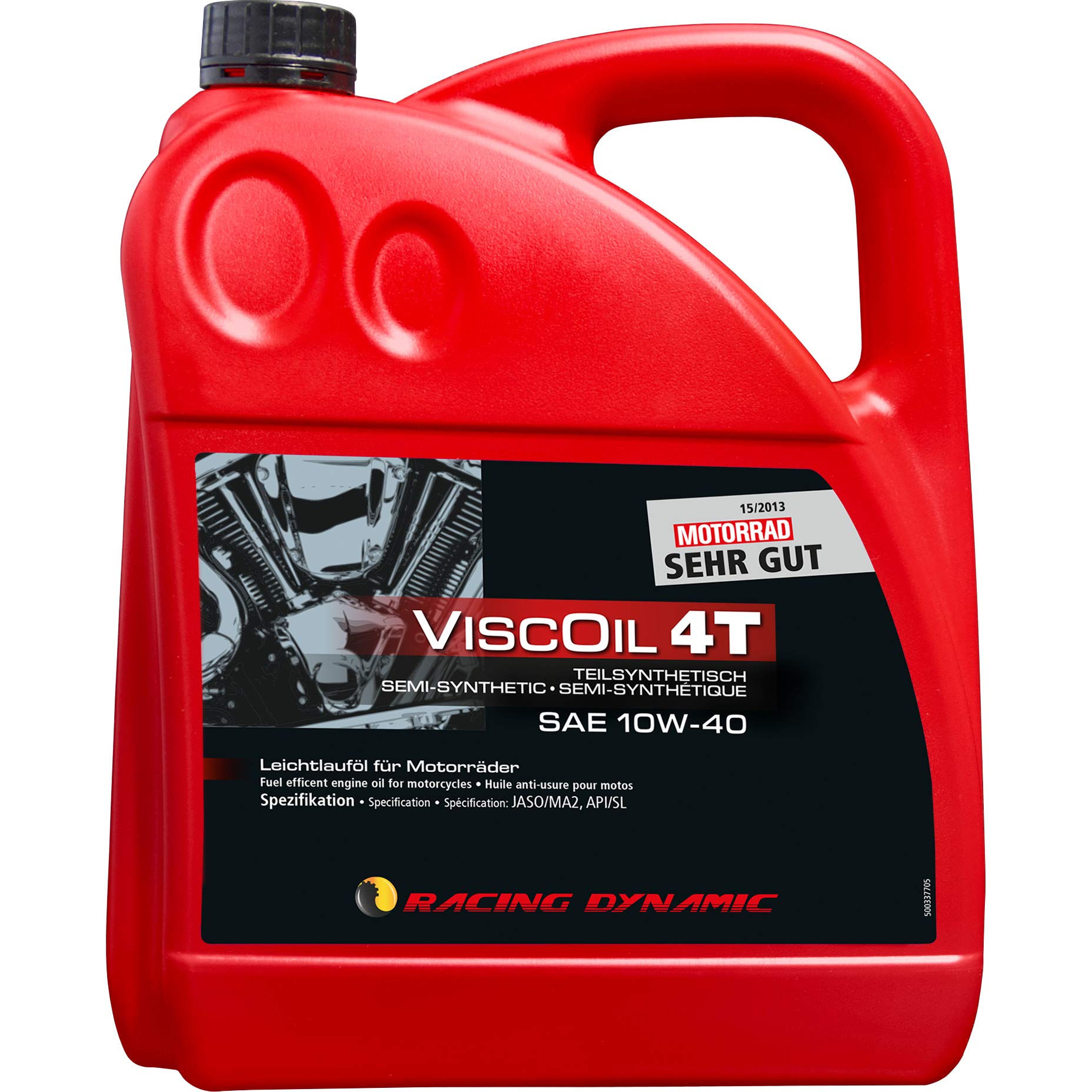 Racing Dynamic Motorrad-Motoröl 4-takt Motoröl Viscoil 4T SAE 10W-40 teilsynthetisch 4000 ml, Unisex, Multipurpose von Racing Dynamic