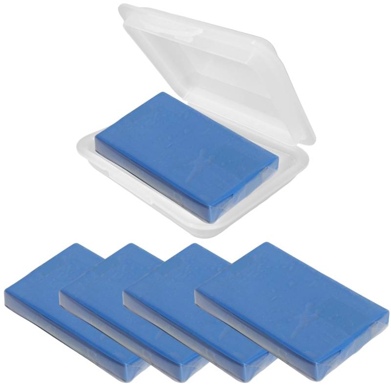 RADAMI® Reinigungsknete 5 x 100g Blau Fein + 1 Aufbewahrungsbox für Lack Lackreiniger für Auto Kfz, Wohnwagen und Wohnmobil (5x Blau+Box) von Radami