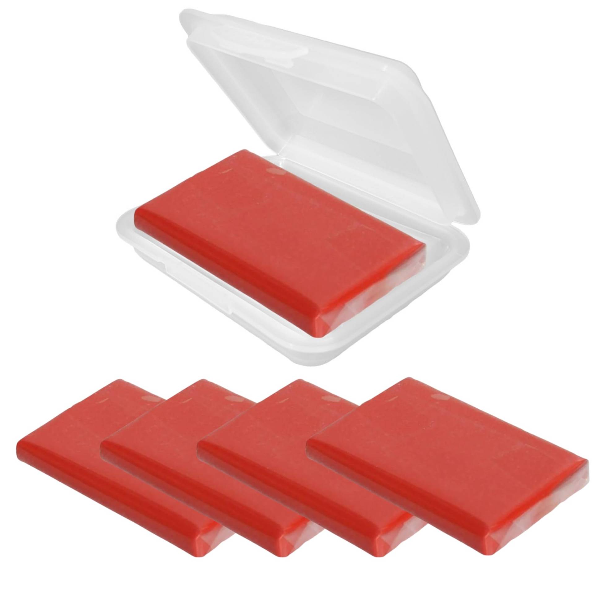 Reinigungsknete Polierknete Lackreinigungsknete Lackreiniger Rot 5 x 100g + 1 Aufbewahrungsbox für Lack für Auto Kfz, Wohnwagen und Wohnmobil (5 x Rot+Box) von Radami