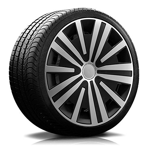 Radkappen-König 14“ Zoll RKK17 SP-Line NO1 Schwarz/Silber Radkappen/Radzierblenden 4 Stück von Radkappen König