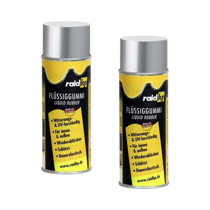 raid hp 380238 Flüssiggummi 800ml Silber-METALLIC-MATT Sprühfolie Felgenfolie. Dauerelastische Gummierung für innen und außen für Auto Boot Motorrad Quad Fahrrad Freizeit Hobby von Raid HP