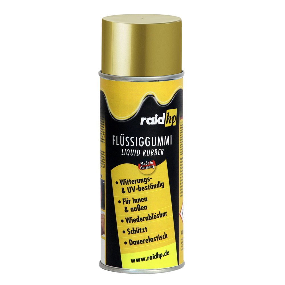 raid hp Flüssiggummi 400ml Sprühfolie Felgenfolie. Dauerelastische Gummierung für innen und außen für Auto Boot Motorrad Quad Fahrrad Freizeit Hobby, GOLD-METALLIC-MATT raid hp Flüssiggummi 400ml Sprühfolie Felgenfolie. Dauerelastische Gummierung für innen und außen für Auto Boot Motorrad Quad Fahrrad Freizeit Hobby, GOLD-METALLIC-MATT von Raid HP