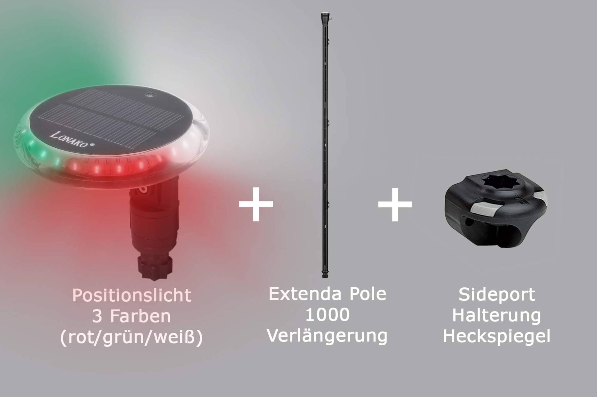 Railblaza Set: Positionslicht + Extendapole + Sideport LED Akku Fernbedienung 3 Farben von Railblaza