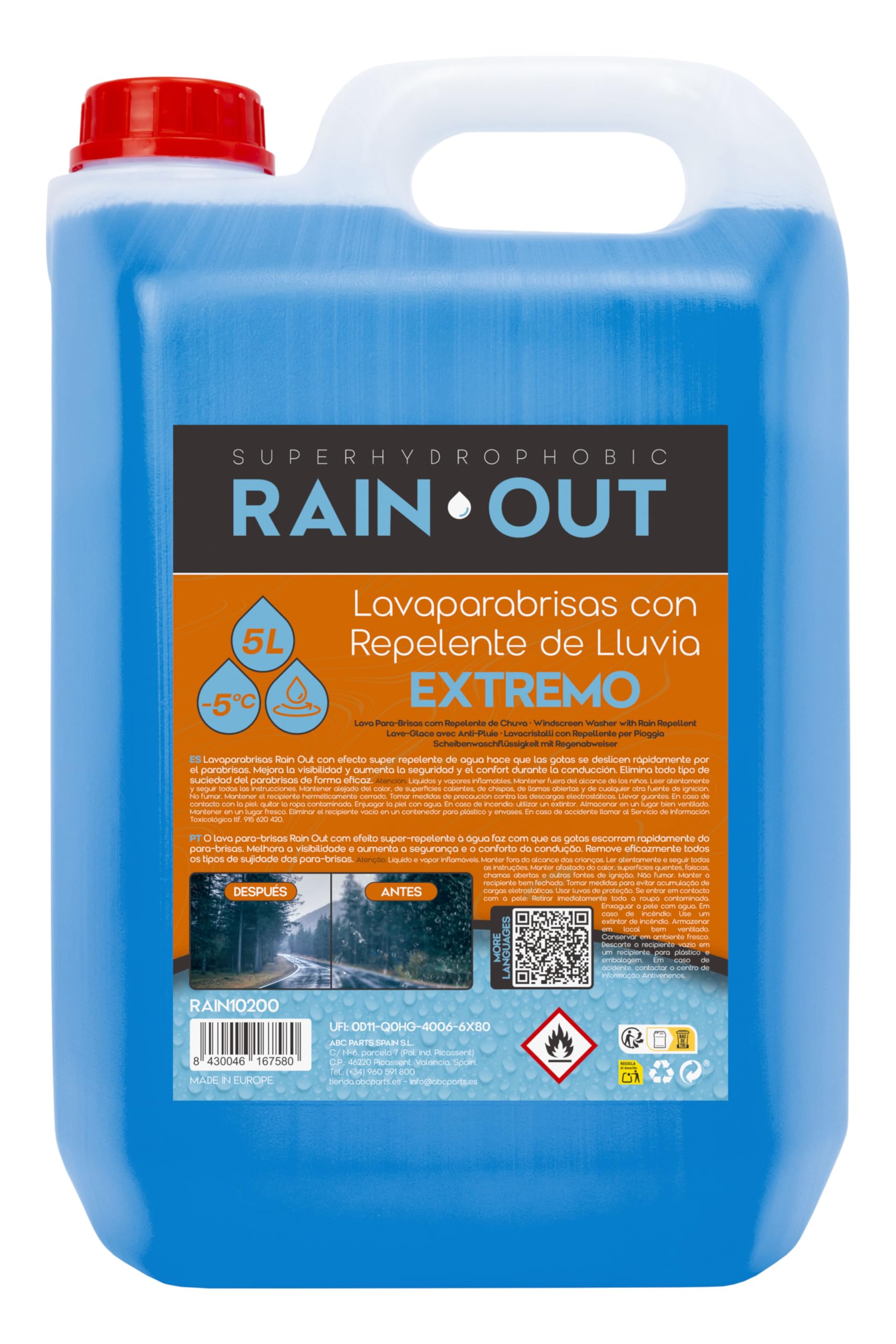 Rain Out Windschutzscheibenwaschanlage -5°C mit Extreme Rain Repellent 5L. Sichtbarkeit und Fahrsicherheit. Rain Out Windschutzscheibenwaschanlage -5°C mit Extreme Rain Repellent 5L. Sichtbarkeit und Fahrsicherheit. von Rain Out
