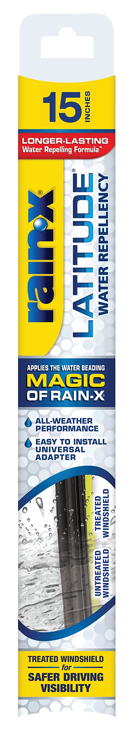 Rain-X 5079273-2 2-in-1 Latitude Wasserabweisendes Wischerblatt 15 Zoll, 1 Packung von Rain-X