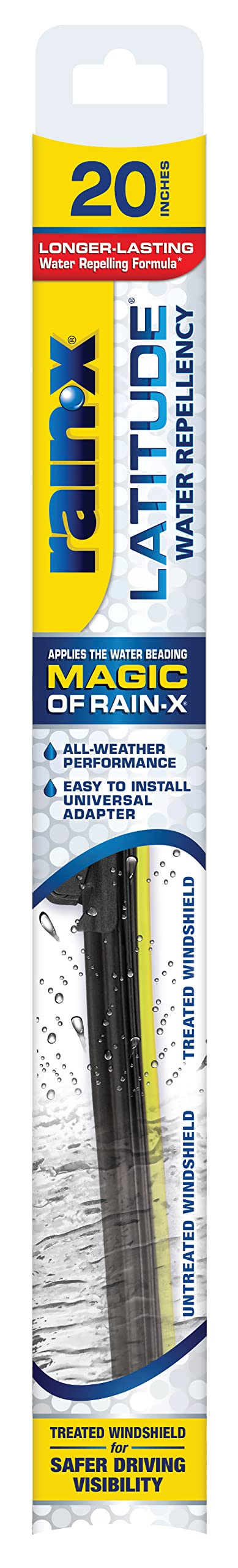 Rain-X 5079277-2 Latitude 2-in-1 wasserabweisende Wischerblätter, 50,8 cm Scheibenwischer (1 Stück), Auto-Ersatz-Scheibenwischerblätter mit patentierter Abwehrformel von Rain-X