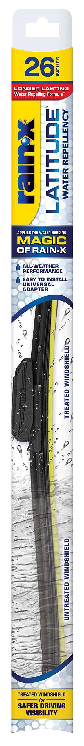Rain-X 5079281-2 Latitude 2-in-1 Wasserabweisende Wischerblätter, 26 Zoll Scheibenwischer (1 Stück), Automobil-Ersatz-Scheibenwischerblätter mit patentierter Rain-X Wasserabweisungsformel von Rain-X