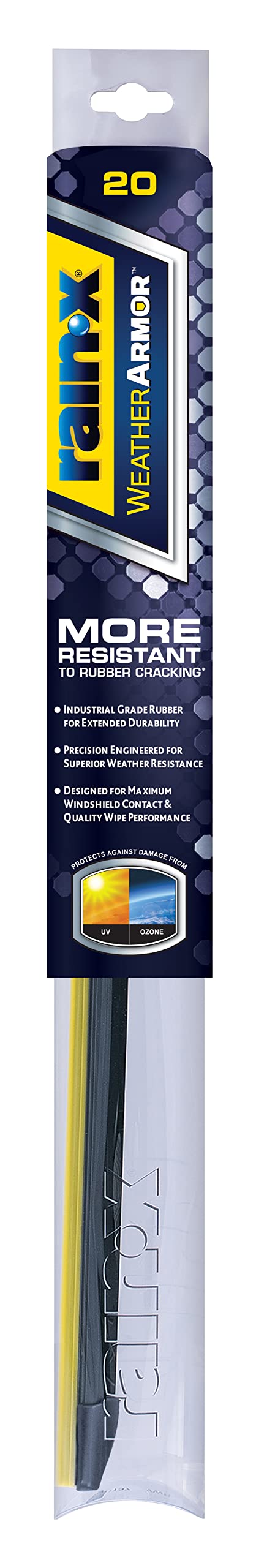 Rain-X 830216 WeatherArmor Beam Scheibenwischerblätter, 50,8 cm Scheibenwischer (1 Stück), Auto-Ersatz-Scheibenwischerblätter mit industriellem synthetischem Gummi-Rakel von Rain-X