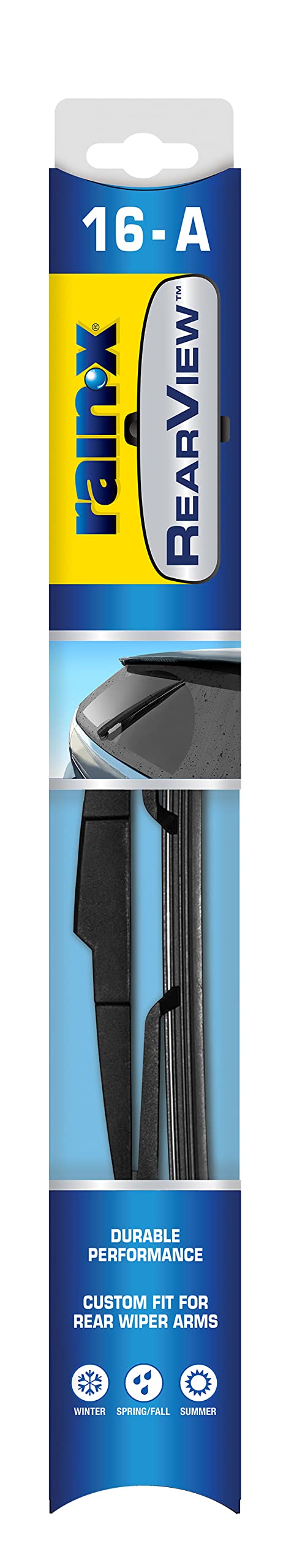 Rain-X 850023 RearView 16-A Heckscheibenwischerblatt, 40,6 cm Komposit-Heckwischerblatt, passend für Rock Lock 2 (1 Stück), Automobil-Ersatz-Wischerblätter, die OEM-Qualität und Designstandards von Rain-X