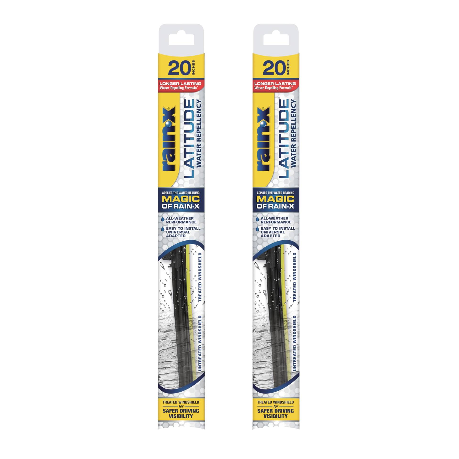 Rain-X Latitude 2-in-1 wasserabweisende Wischerblätter, 50,8 cm Scheibenwischer (2 Stück), Auto-Ersatz-Scheibenwischerblätter mit patentierter Rain-X Wasserabweiser-Formel 810166 von Rain-X