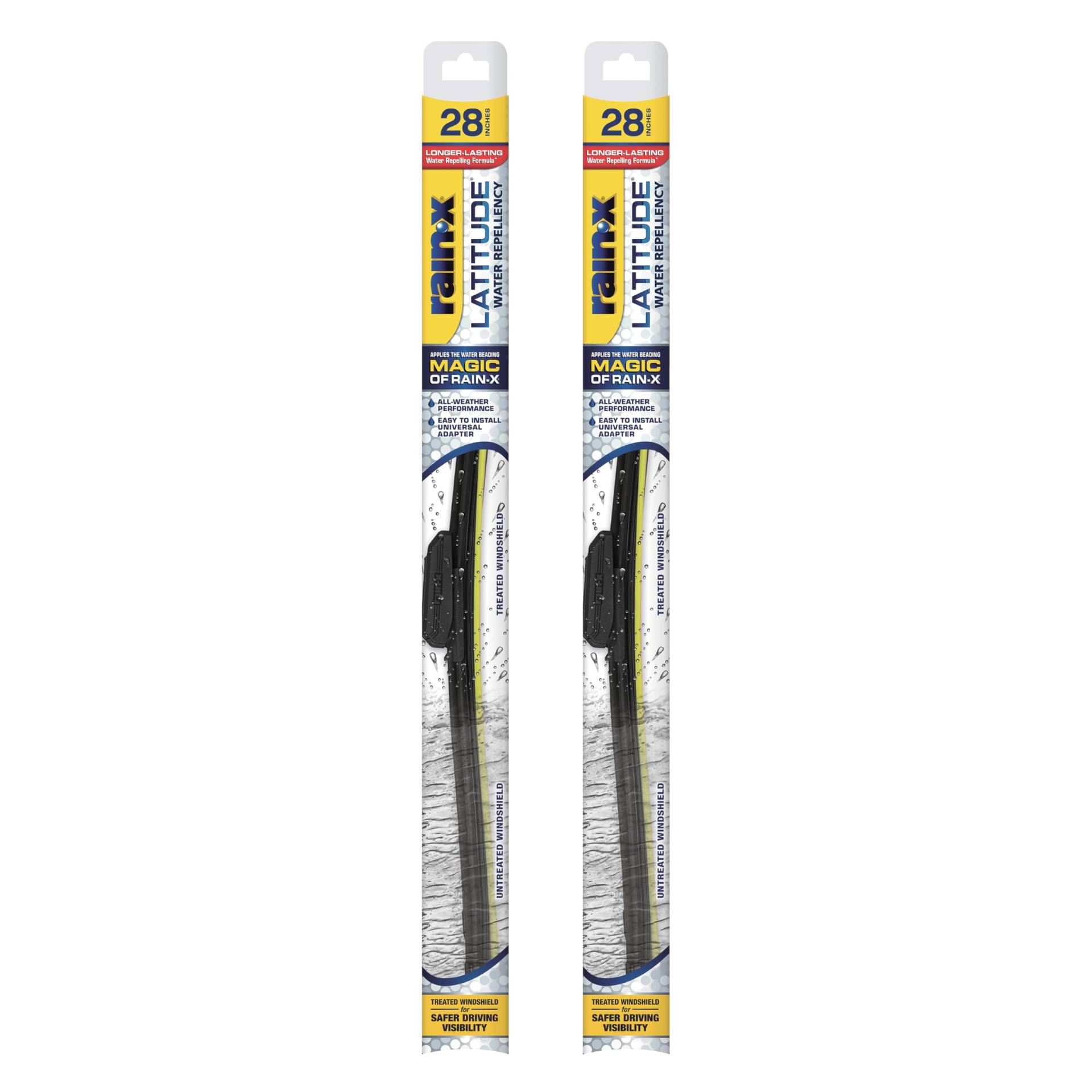 Rain-X Latitude 2-in-1 wasserabweisende Wischerblätter, 71,1 cm Scheibenwischer (2 Stück), Auto-Ersatz-Scheibenwischerblätter mit patentierter Rain-X Wasserabweisungs-Formel 810168 von Rain-X