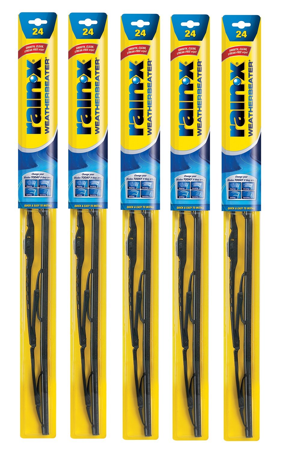 Rain-X RX30224-5PK Weatherbeater Wischerblatt, 61 cm Scheibenwischer (5 Stück), Auto-Ersatz-Scheibenwischerblätter, die OEM-Qualität und Haltbarkeitsstandards erfüllen oder übertreffen von Rain-X