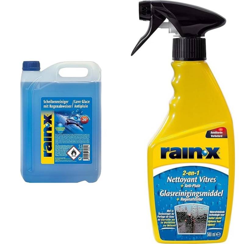 Rain-X Scheibenreiniger mit Regenabweiser & 2-in-1 Scheibenreiniger + Regenabweiser 500ml von Rain-X