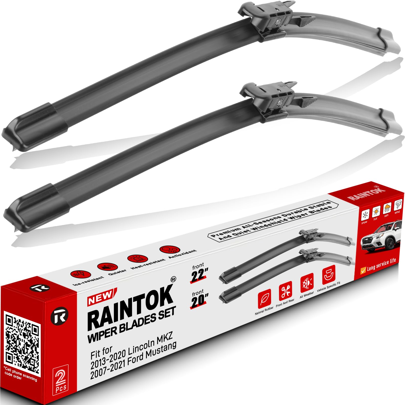 RAINTOK Scheibenwischerblätter, Ersatz für 2013–2020 Lincoln MKZ / 2007–2021 Ford Mustang, Original-Qualität, Frontscheibenwischerblätter-Set für mein Auto, 55,9 cm / 50,8 cm, 2 Stück RAINTOK Scheibenwischerblätter, Ersatz für 2013–2020 Lincoln MKZ / 2007–2021 Ford Mustang, Original-Qualität, Frontscheibenwischerblätter-Set für mein Auto, 55,9 cm / 50,8 cm, 2 Stück von Raintok