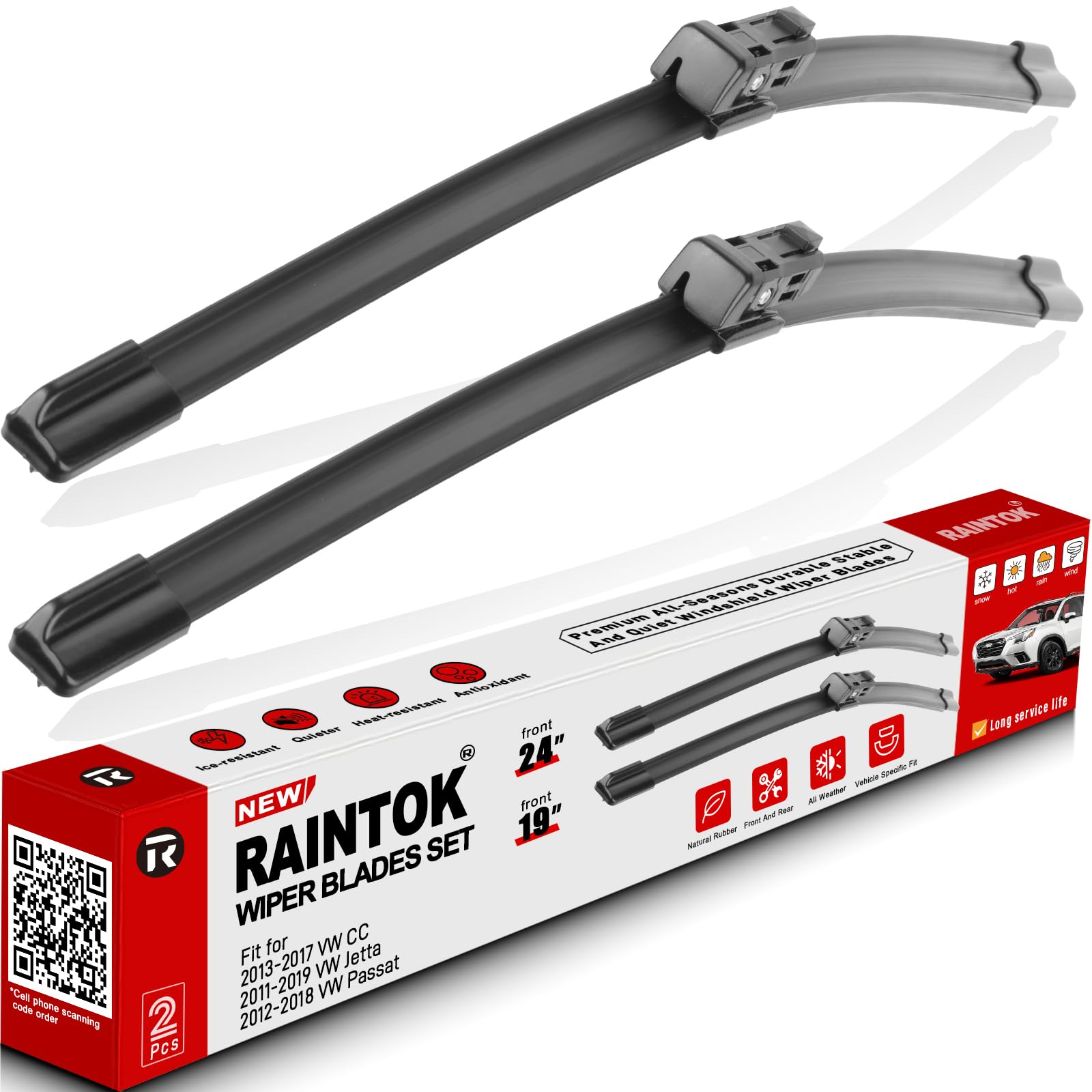 RAINTOK Scheibenwischerblätter, Ersatz für Volkswagen VW Jetta 2011–2019, Passat 2012–2018 CC 2013–2017, Original-Qualität, Frontscheibenwischerblätter-Set für mein Auto, 2 Stück RAINTOK Scheibenwischerblätter, Ersatz für Volkswagen VW Jetta 2011–2019, Passat 2012–2018 CC 2013–2017, Original-Qualität, Frontscheibenwischerblätter-Set für mein Auto, 2 Stück von Raintok