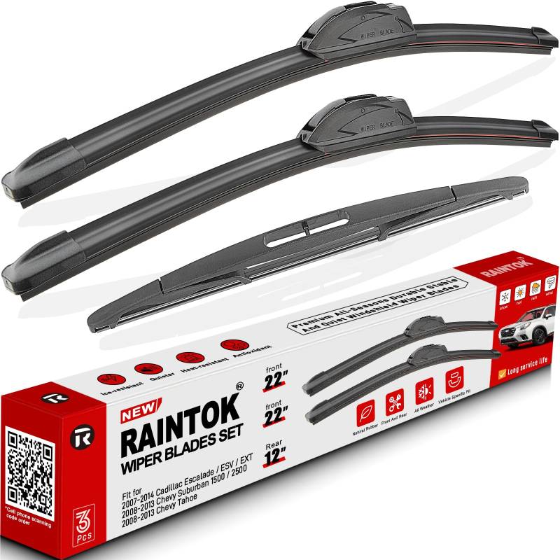 RAINTOK Scheibenwischerblätter Ersatz für 2007–2014 Cadillac Escalade ESV EXT & 2008–2013 Chevy Suburban 1500 2500 & 2008–2013 Chevrolet Chevy Tahoe Wischerblätter-Set – 55,9 cm, 30,5 cm cm von Raintok