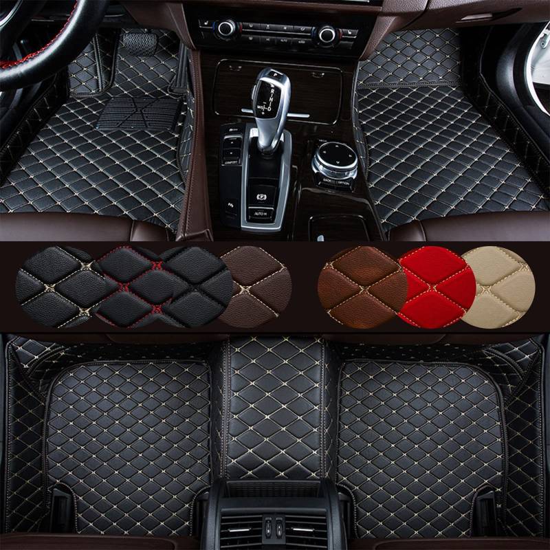 Custom Car Floor Mats fit for V-OLVO V90 2016-2023, All-Weather Faux Leather Floor Liners Set, Waterproof Car Carpet, Black Rice von RajoNn