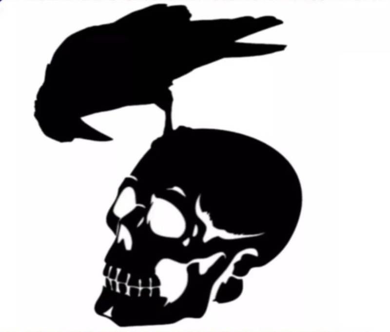 Rabe Totenkopf Aufkleber Größe/Farbe ANPASSBAR Sticker Autoaufkleber von Rakelfix